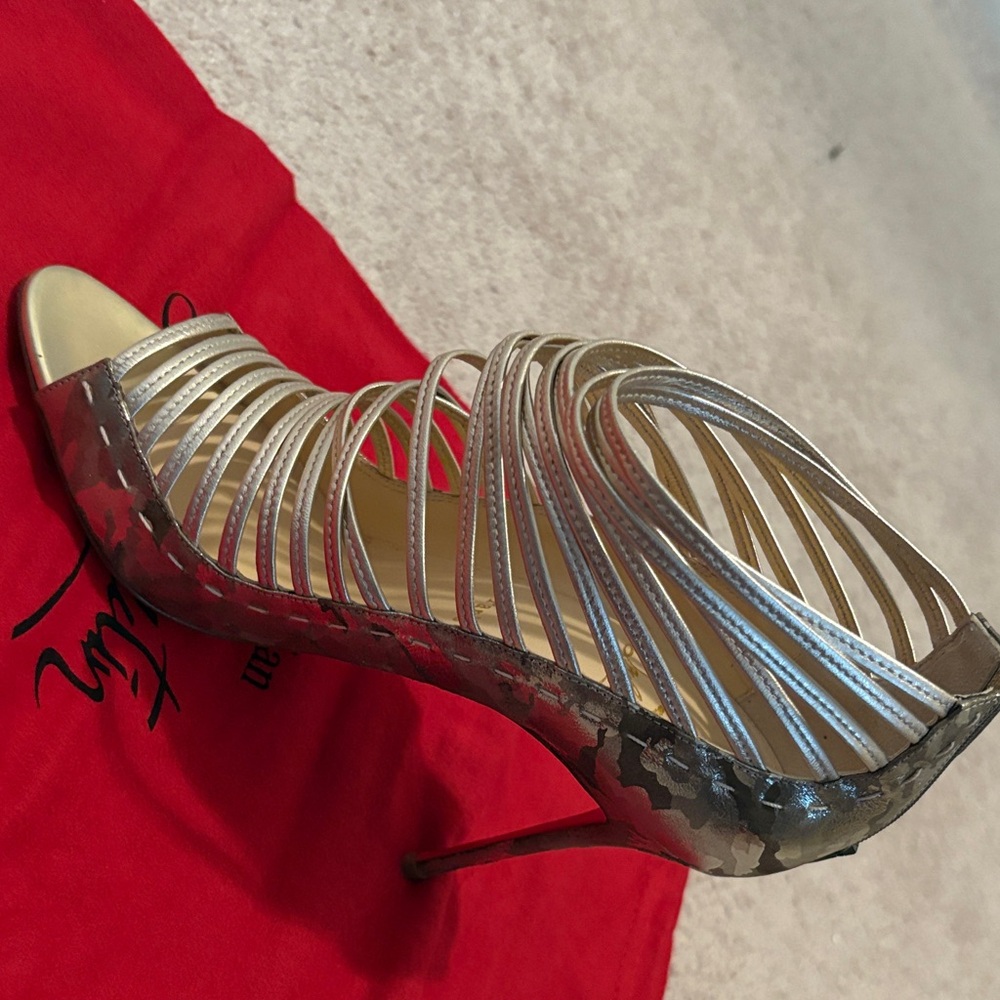 Elegant Silver Strappy Heels